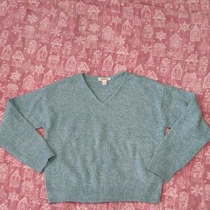 Women's Blue V-Neck Sparkle Sweater